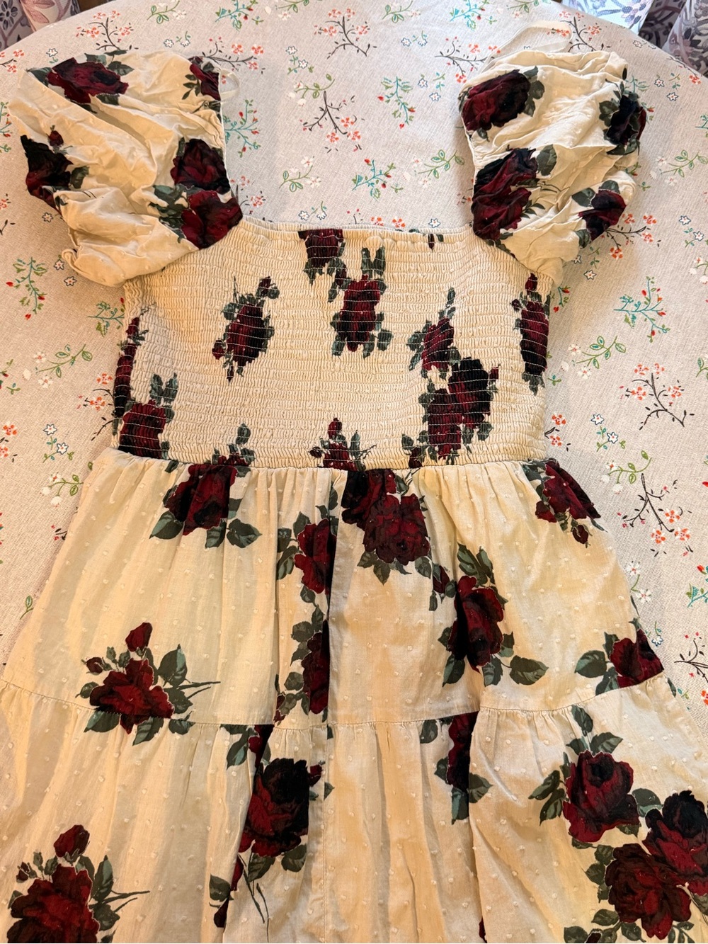Francesca's Collections Cream Maxi Dress with Red Rose Print - Picture 9 of 9